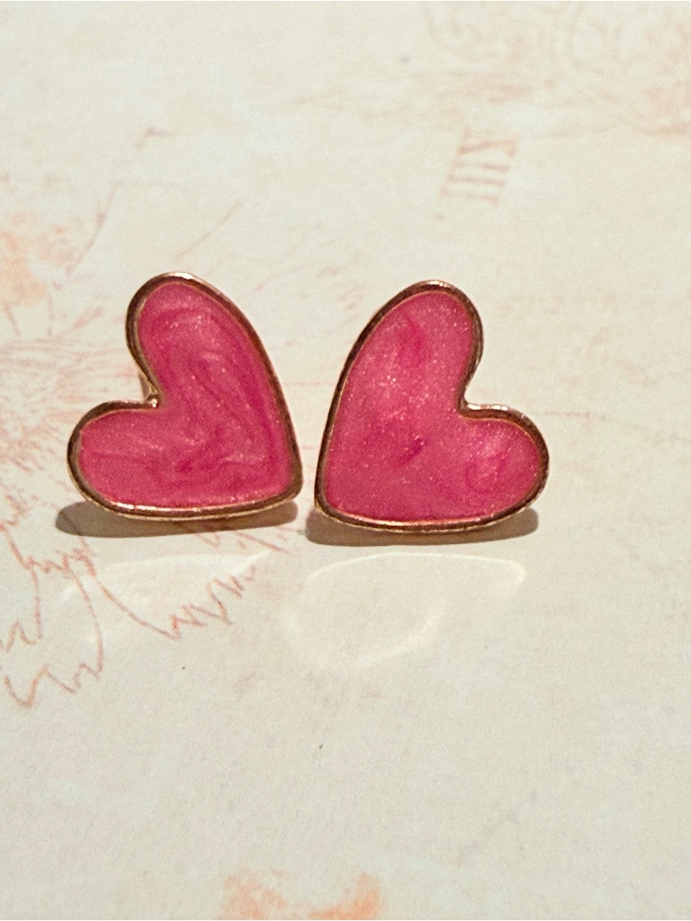 Pink Heart Stud Earrings - Women Jewelry